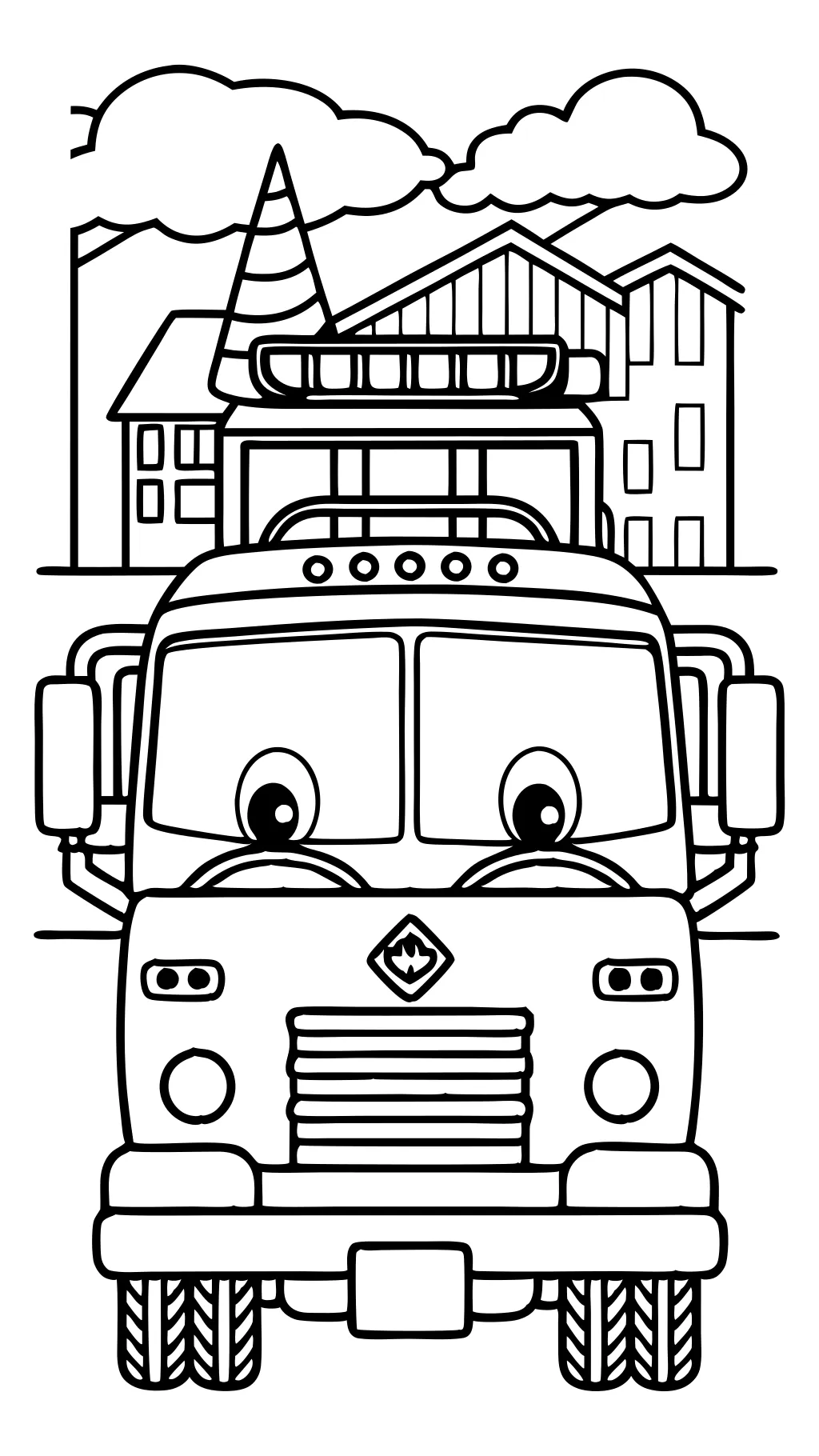 coloriage imprimable de camion de pompiers